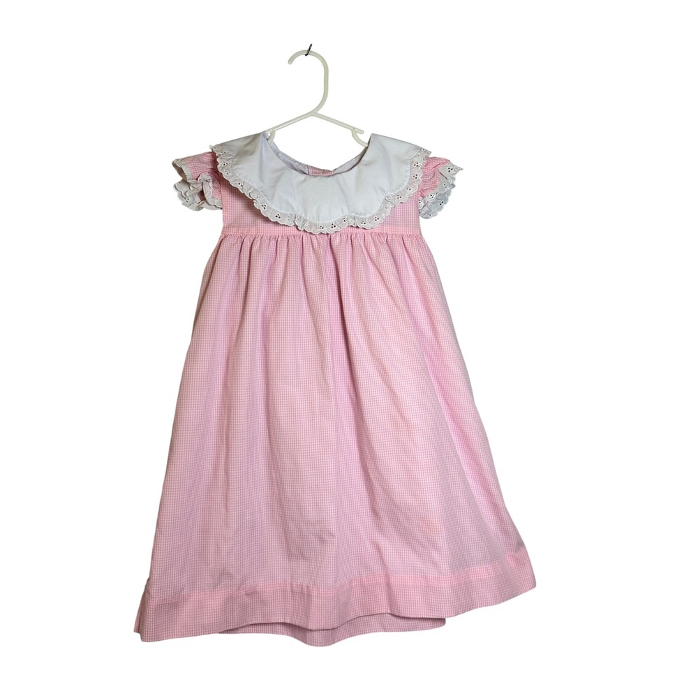 Beaufort Bonnet Company Pink Gingham Eyelet Collar Dress Girls Size 8 Preppy